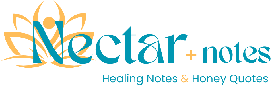 Landscape logo for Nectar + Notes featuring healing notes and honey quotes branding
